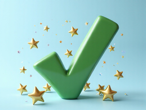 Illustration of a confirmation checkmark with celebration elements